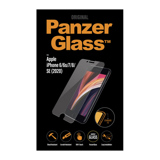 PanzerGlass - Geam Securizat Standard Fit pentru iPhone SE 2020, 8, 7, 6s, 6, transparent