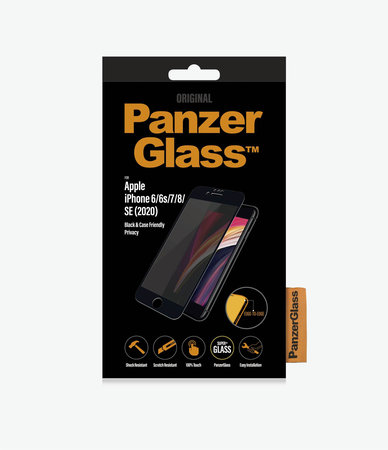 PanzerGlass - Geam Securizat Privacy Case Friendly pentru iPhone 6, 6s, 7, 8, SE 2020 & SE 2022, negru