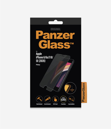 PanzerGlass - Geam Securizat Privacy Standard Fit pentru iPhone 6, 6s, 7, 8, SE 2020 ?i SE 2022, transparent