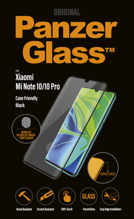 PanzerGlass - Geam Securizat Case Friendly pentru Xiaomi Mi Note 10 Pro, Mi Note 10 Lite, Mi Note 10, black