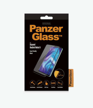 PanzerGlass - Geam Securizat Case Friendly pentru Xiaomi Redmi Note 9, negru