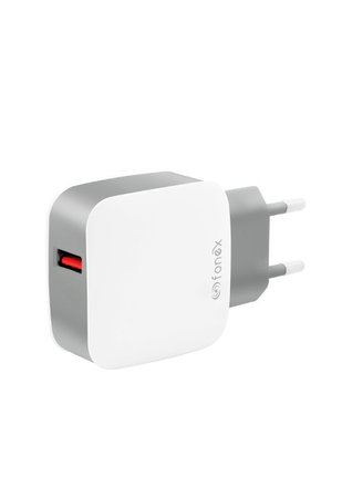 Fonex - adaptor de călătorie USB, 3.1A, 18W, albă