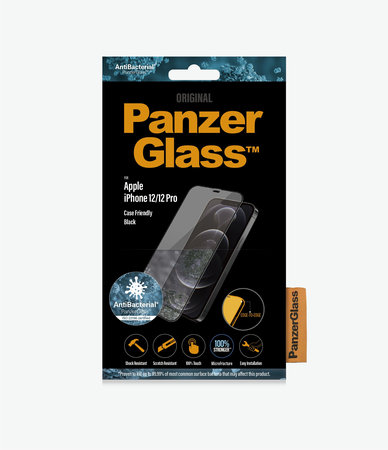 PanzerGlass - Geam Securizat Case Friendly AB pentru iPhone 12 & 12 Pro, negru