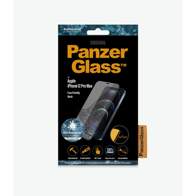 PanzerGlass - Geam Securizat Case Friendly AB pentru iPhone 12 Pro Max, negru