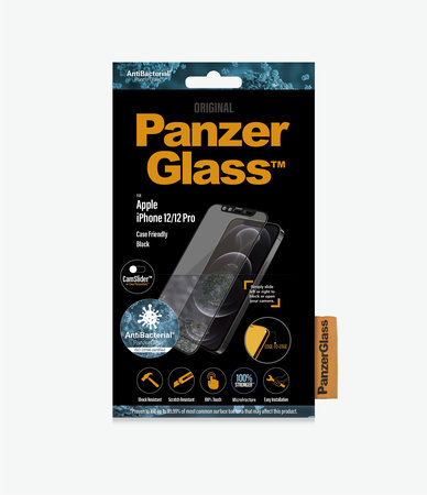 PanzerGlass - Geam Securizat Case Friendly CamSlider AB pentru iPhone 12 & 12 Pro, negru