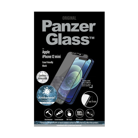 PanzerGlass - Sticlă întârită Case Friendly CamSlider Swarovski AB pentru iPhone 12 mini, neagră