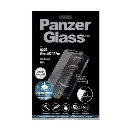 PanzerGlass - Sticlă întârită Case Friendly CamSlider Swarovski AB pentru iPhone 12/12 Pro, neagră
