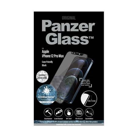 PanzerGlass - Sticlă întârită Case Friendly CamSlider Swarovski AB pentru iPhone 12 Pro Max, neagră
