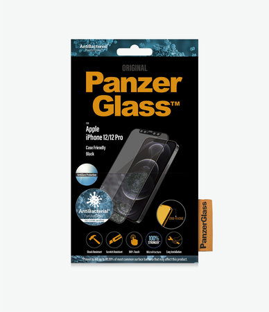 PanzerGlass - Geam Securizat Case Friendly AntiGlare pentru iPhone 12 & 12 Pro, negru