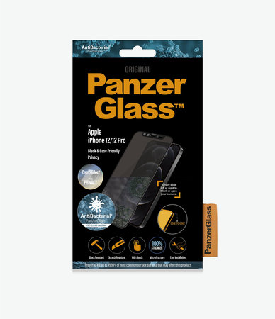 PanzerGlass - Geam Securizat Privacy Case Friendly CamSlider AB pentru iPhone 12 & 12 Pro, negru