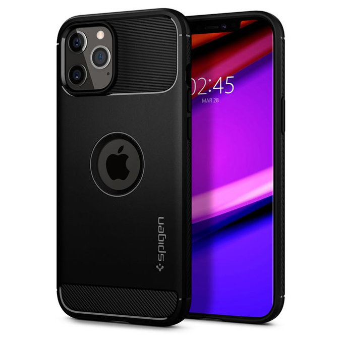 Spigen - Caz Rugged Armor pentru iPhone 12 Pro Max, negru