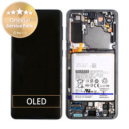Samsung Galaxy S21 G991B - Ecran LCD + Sticlă Tactilă + Ramă + Baterie (Phantom Gray) - GH82-24716A, GH82-24718A Genuine Service Pack