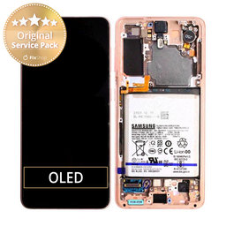 Samsung Galaxy S21 G991B - Ecran LCD + Sticlă Tactilă + Ramă + Baterie (Phantom Pink) - GH82-24716D, GH82-24718D Genuine Service Pack