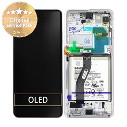 Samsung Galaxy S21 Ultra G998B - Ecran LCD + Sticlă Tactilă + Ramă + Baterie (Phantom Silver) - GH82-24591B, GH82-24925B Genuine Service Pack