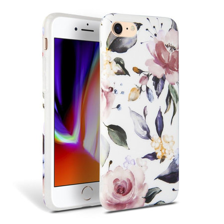 Tech-Protect - Husă Floral pentru iPhone SE 2020/8/7, albă