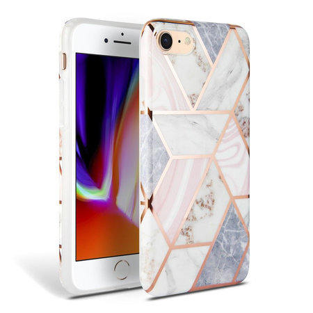 Tech-Protect - Husă Marble pentru iPhone SE 2020/8/7, roz