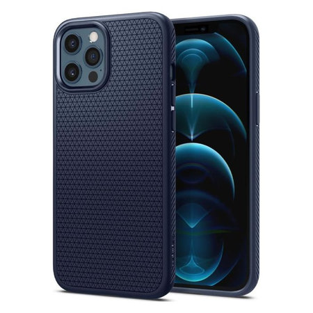 Spigen - Caz Liquid Air pentru iPhone 12 a 12 Pro, albastru