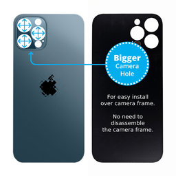 Apple iPhone 12 Pro - Sticlă Carcasă Spate cu Orificiu Mărit pentru Cameră (Blue)