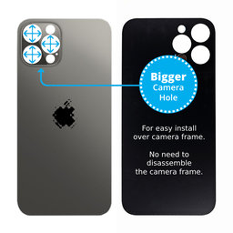 Apple iPhone 12 Pro - Sticlă Carcasă Spate cu Orificiu Mărit pentru Cameră (Graphite)