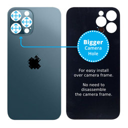 Apple iPhone 12 Pro Max - Sticlă Carcasă Spate cu Orificiu Mărit pentru Cameră (Blue)