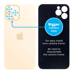 Apple iPhone 12 Pro Max - Sticlă Carcasă Spate cu Orificiu Mărit pentru Cameră (Gold)