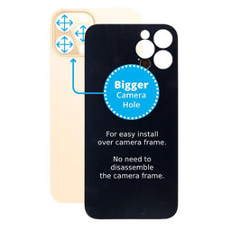 Apple iPhone 12 Pro Max - Sticlă Carcasă Spate cu Orificiu Mărit pentru Cameră (Gold)