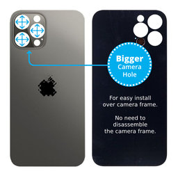 Apple iPhone 12 Pro Max - Sticlă Carcasă Spate cu Orificiu Mărit pentru Cameră (Graphite)