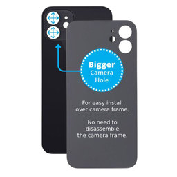 Apple iPhone 12 - Sticlă Carcasă Spate cu Orificiu Mărit pentru Cameră (Black)