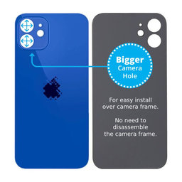 Apple iPhone 12 - Sticlă Carcasă Spate cu Orificiu Mărit pentru Cameră (Blue)