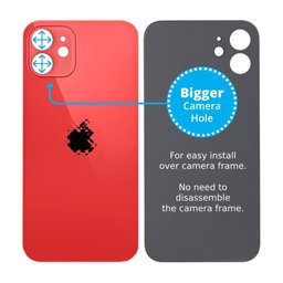 Apple iPhone 12 - Sticlă Carcasă Spate cu Orificiu Mărit pentru Cameră (Red)