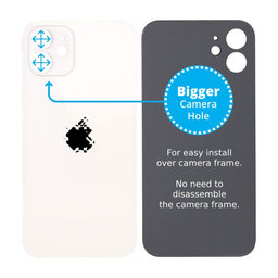 Apple iPhone 12 - Sticlă Carcasă Spate cu Orificiu Mărit pentru Cameră (White)