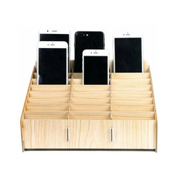 Suport / Organizator universal din lemn pentru telefoane cu 24 de compartimente
