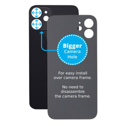 Apple iPhone 12 Mini - Sticlă Carcasă Spate cu Orificiu Mărit pentru Cameră (Black)