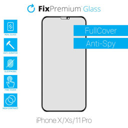 FixPremium Privacy Anti-Spy Glass - Sticlă securizată pentru iPhone X, Xs & 11 Pro