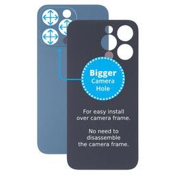 Apple iPhone 13 Pro - Sticlă Carcasă Spate cu Orificiu Mărit pentru Cameră (Blue)