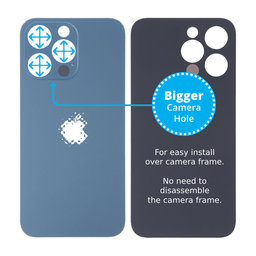Apple iPhone 13 Pro - Sticlă Carcasă Spate cu Orificiu Mărit pentru Cameră (Blue)