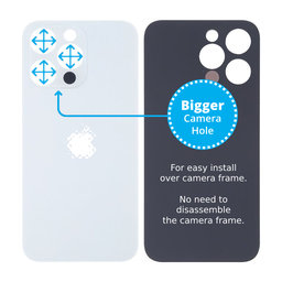 Apple iPhone 13 Pro - Sticlă Carcasă Spate cu Orificiu Mărit pentru Cameră (Silver)