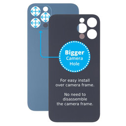 Apple iPhone 13 Pro Max - Sticlă Carcasă Spate cu Orificiu Mărit pentru Cameră (Blue)