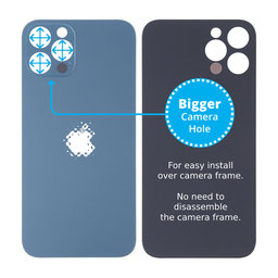 Apple iPhone 13 Pro Max - Sticlă Carcasă Spate cu Orificiu Mărit pentru Cameră (Blue)