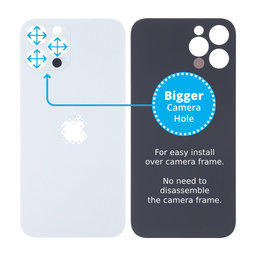 Apple iPhone 13 Pro Max - Sticlă Carcasă Spate cu Orificiu Mărit pentru Cameră (Silver)