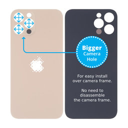 Apple iPhone 13 Pro Max - Sticlă Carcasă Spate cu Orificiu Mărit pentru Cameră (Gold)