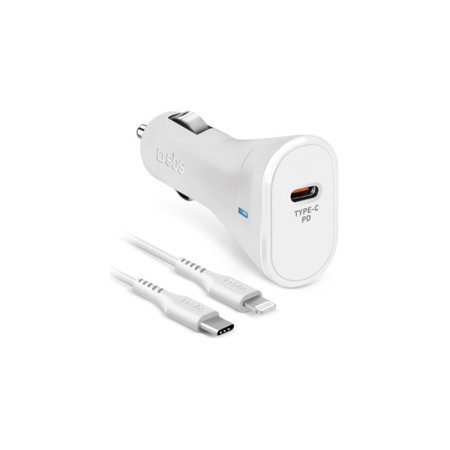 SBS - Incărcător de ma?ină USB-C PowerDelivery 20W + Cablu USB-C/Lightning, alb