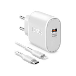 SBS - 20W Adaptor de încărcare USB-C PowerDelivery + Cablu Lightning (1m), alb