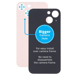 Apple iPhone 13 Mini - Sticlă Carcasă Spate cu Orificiu Mărit pentru Cameră (Pink)