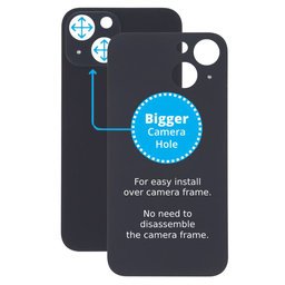 Apple iPhone 13 Mini - Sticlă Carcasă Spate cu Orificiu Mărit pentru Cameră (Midnight)