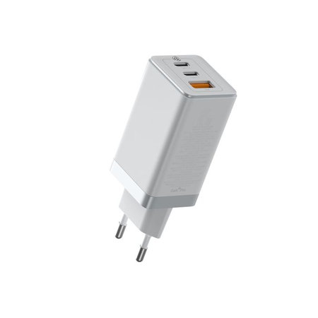 Baseus - Adaptor de încărcare USB, 2x USB-C, 65W + Cablu USB-C / USB-C, alb