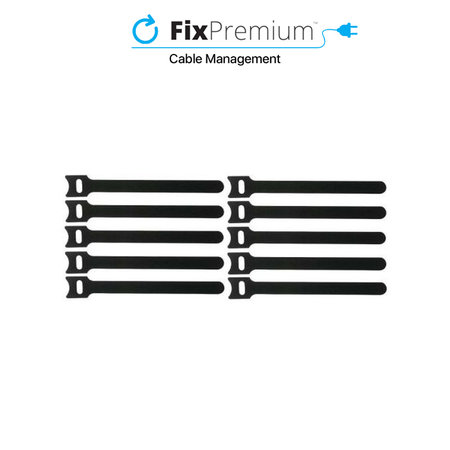 FixPremium - Organizator de cabluri - Legături pentru cabluri - Set de 10, negru