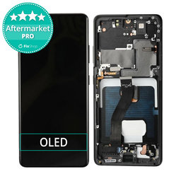 Samsung Galaxy S21 Ultra G998B - Ecran LCD + Sticlă Tactilă + Ramă (Phantom Black) OLED