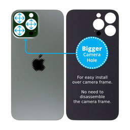 Apple iPhone 13 Pro Max - Sticlă Carcasă Spate cu Orificiu Mărit pentru Cameră (Alpine Green)