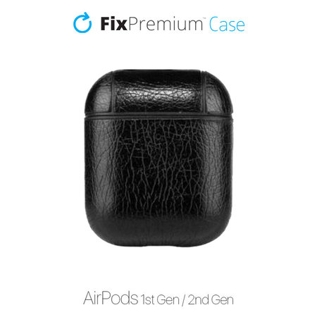 FixPremium - Caz din Piele Artificiala pentru AirPods 1 & 2, negru